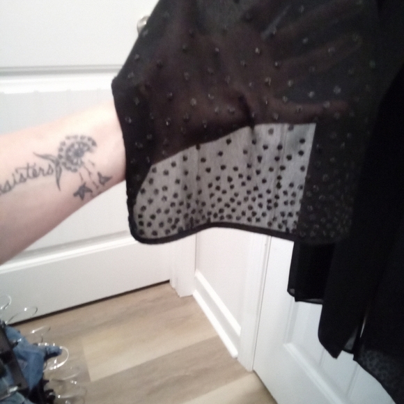 Dressbarn Petite Collection Size 8P Black Pants With Beaded Chiffon Panel - Picture 10 of 12